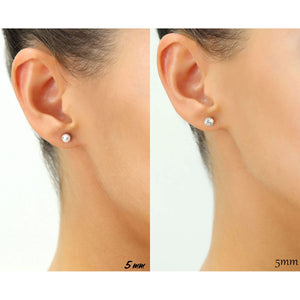 CZ 2 Pair Set! 14K Gold Ball and Cubic Zirconia Stud Earrings (5Mm)