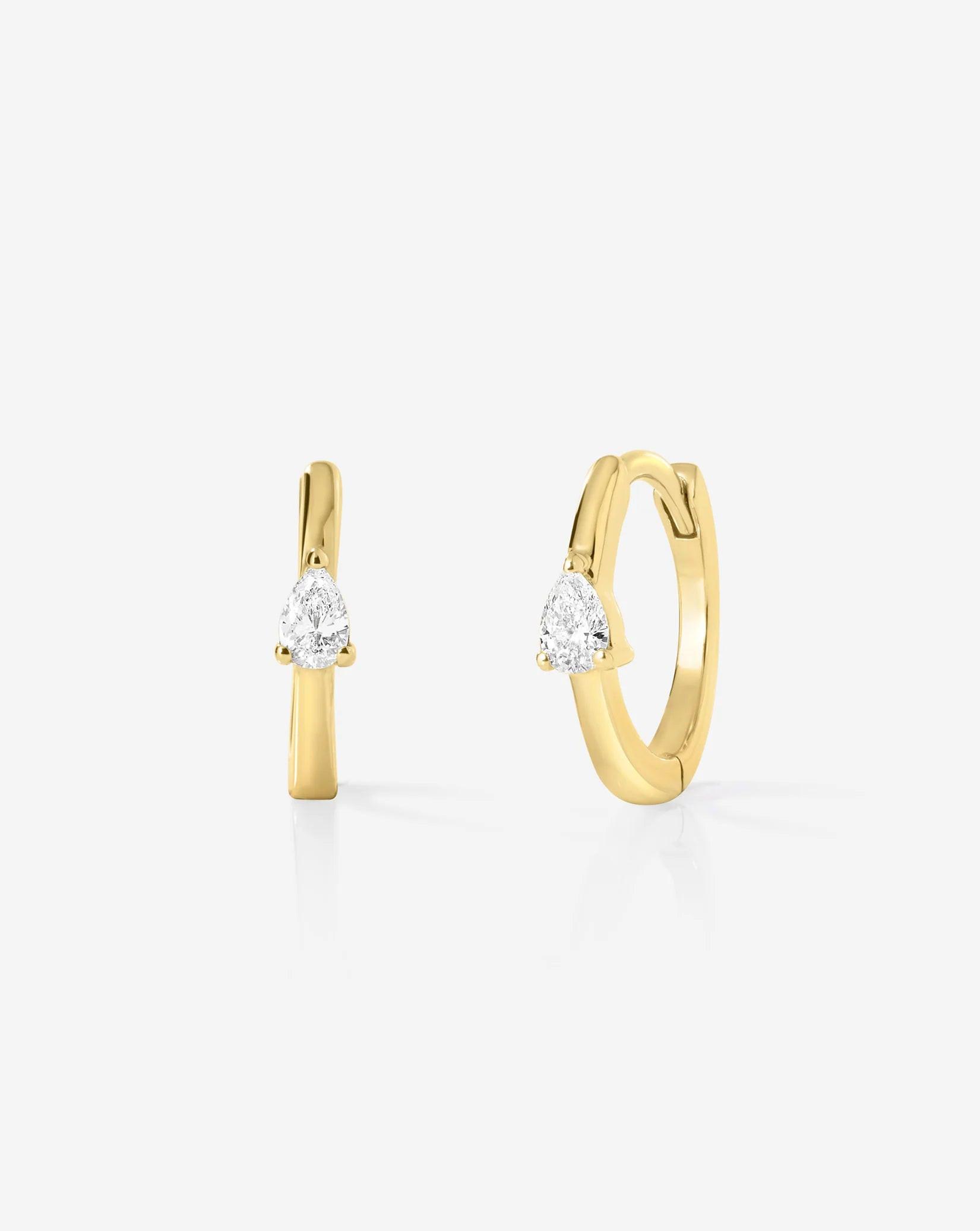 Stunning Mini Pear Diamond Huggies for Effortless Elegance.