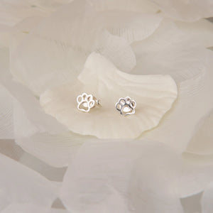 Sterling Silver Paw Stud Earrings | 6 Mm Cutout Paw Print Design | Hypoallergenic | Perfect Jewellery Gift for Animal Lovers