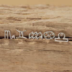 Zodiac Sign Stud Earrings in 925 Sterling Silver | 6Mm | Horoscope & Astrology Jewellery | Perfect Zodiac Sign Gift