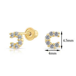 10K Yellow Gold Tiny Lucky Horseshoe Stud Earrings