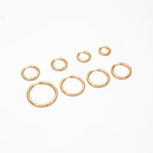 10 Pcs Gold & Silver Stainless Steel Huggie Hoop Earrings - 2.5mm Thick, 13-30mm Sizes.