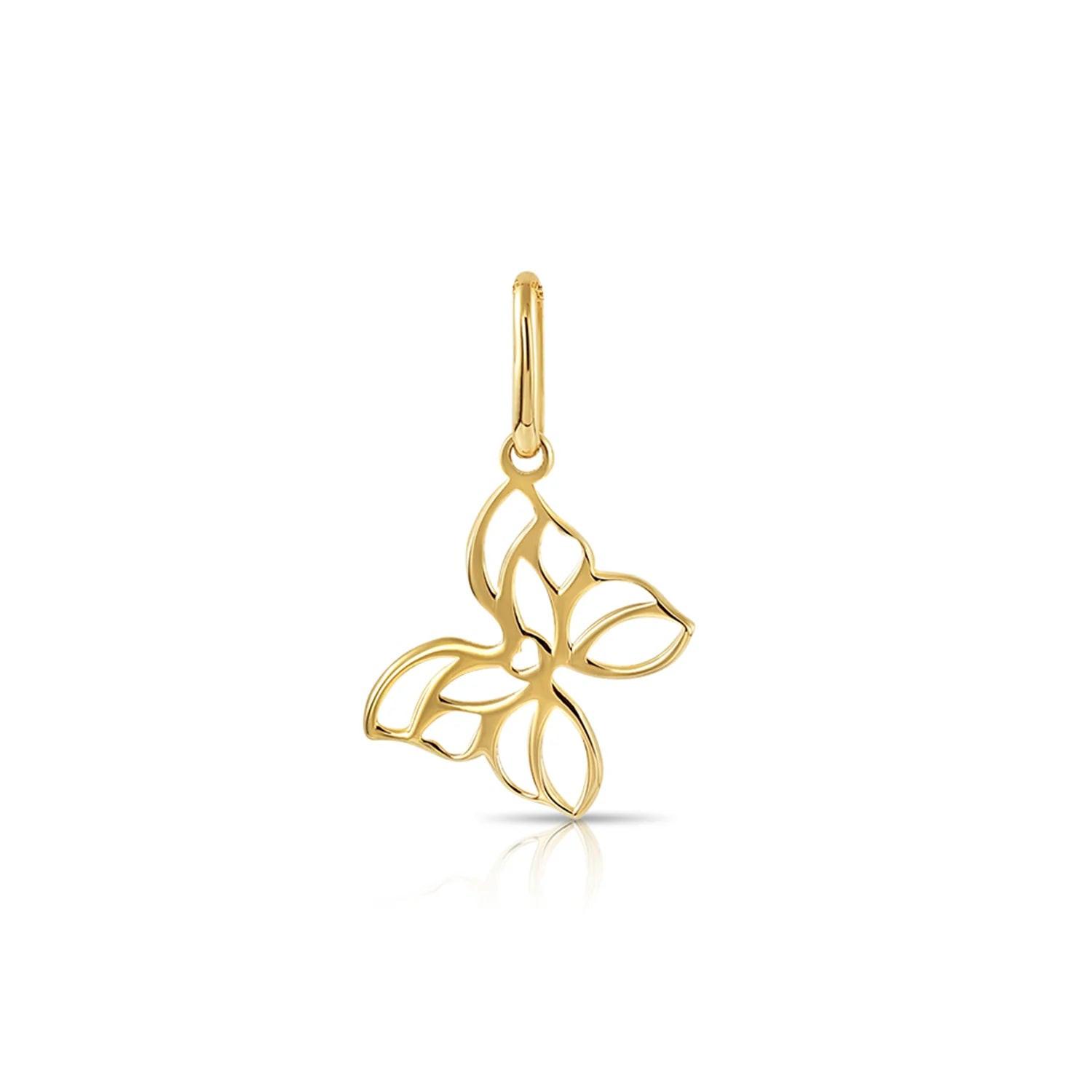 Gorgeous 14K Yellow Gold Butterfly Pendant Necklace - 18" Adjustable Chain.