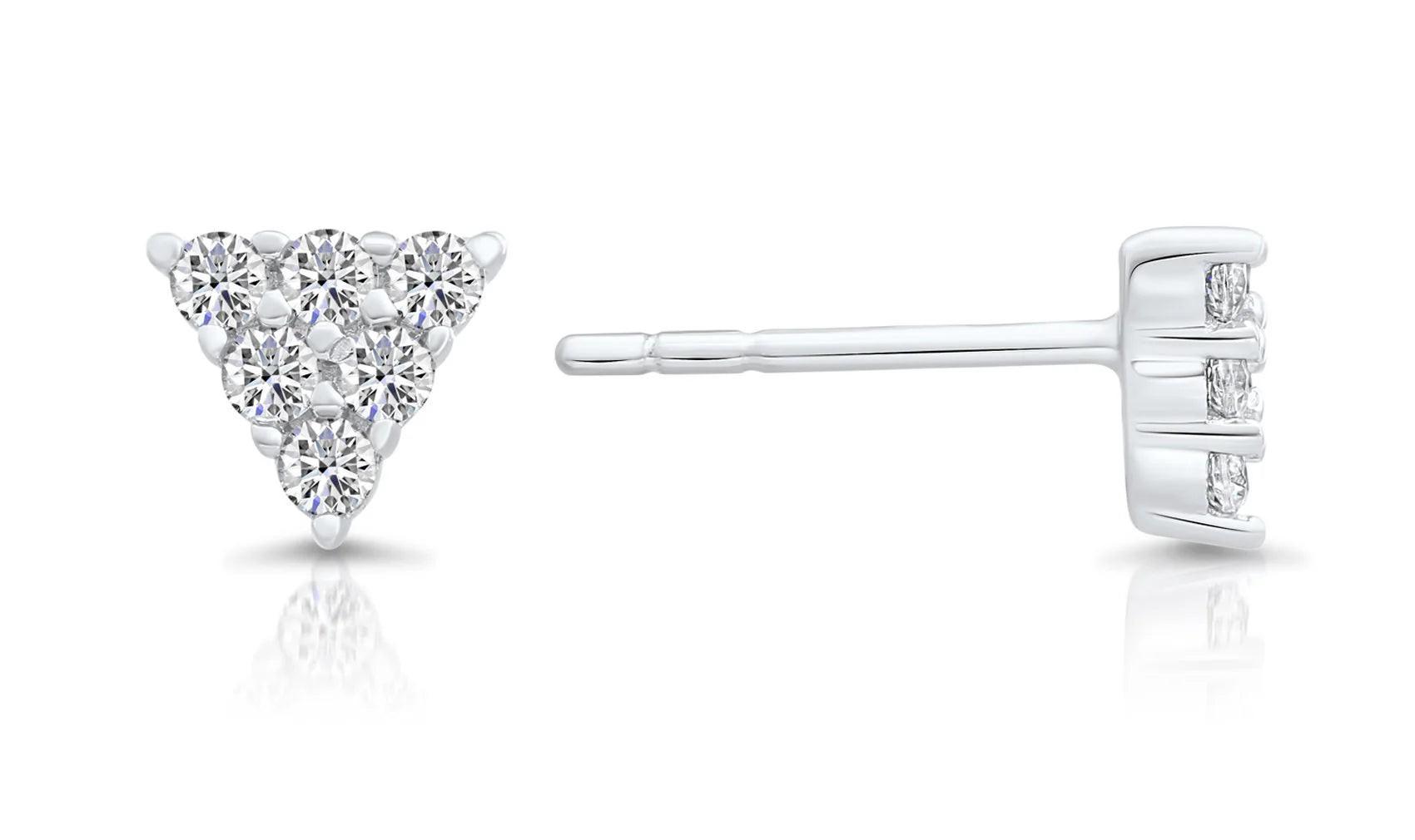 Stunning CZ Tiny Triangle Sterling Silver Stud Earrings.