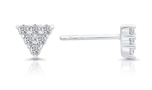 Stunning CZ Tiny Triangle Sterling Silver Stud Earrings.