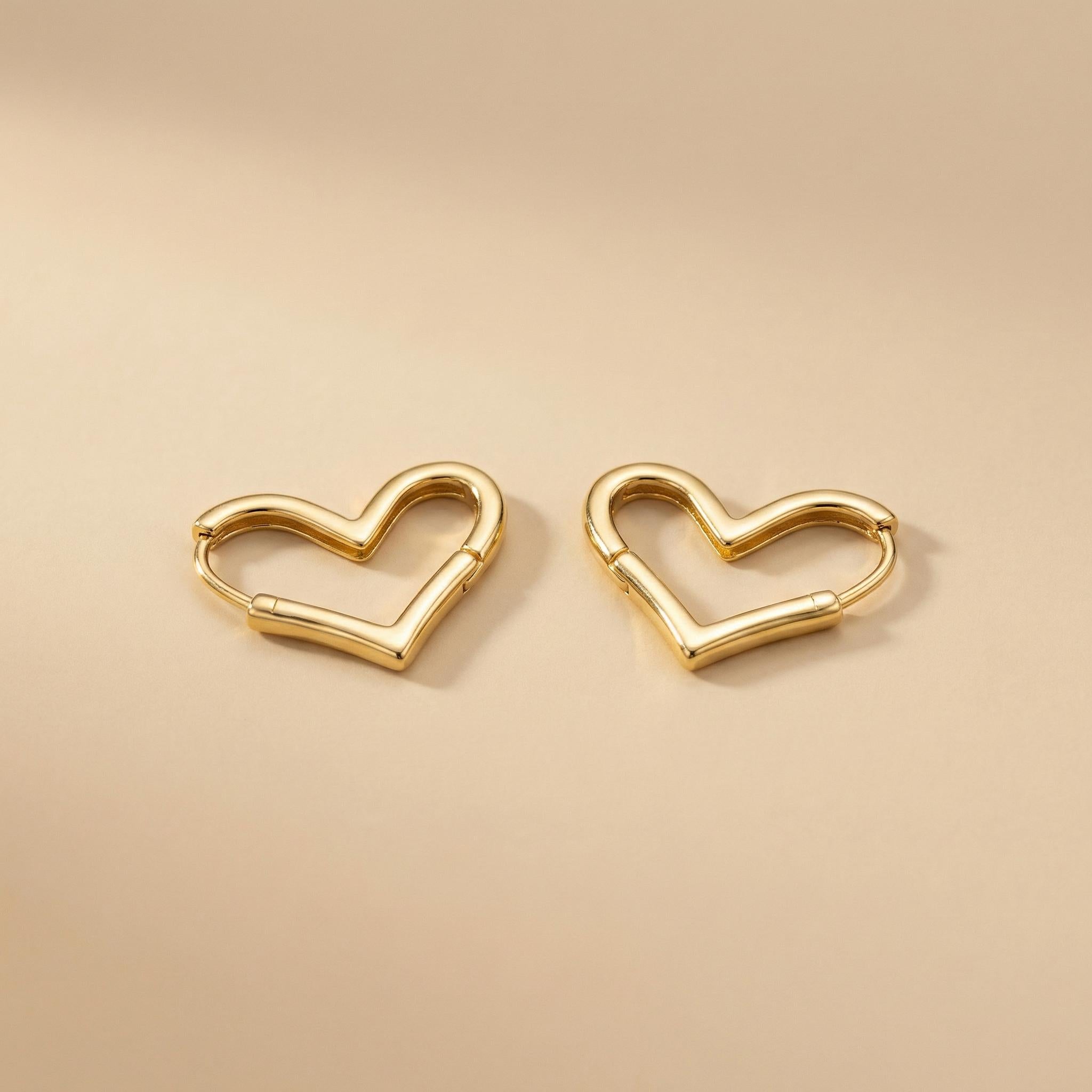 Gold Heart Huggie Earrings - Gold Heart Hoop Earrings - 18K Gold Vermeil -Minimalist Valentine Jewelry - Demi-Fine Mother'S Day Gift