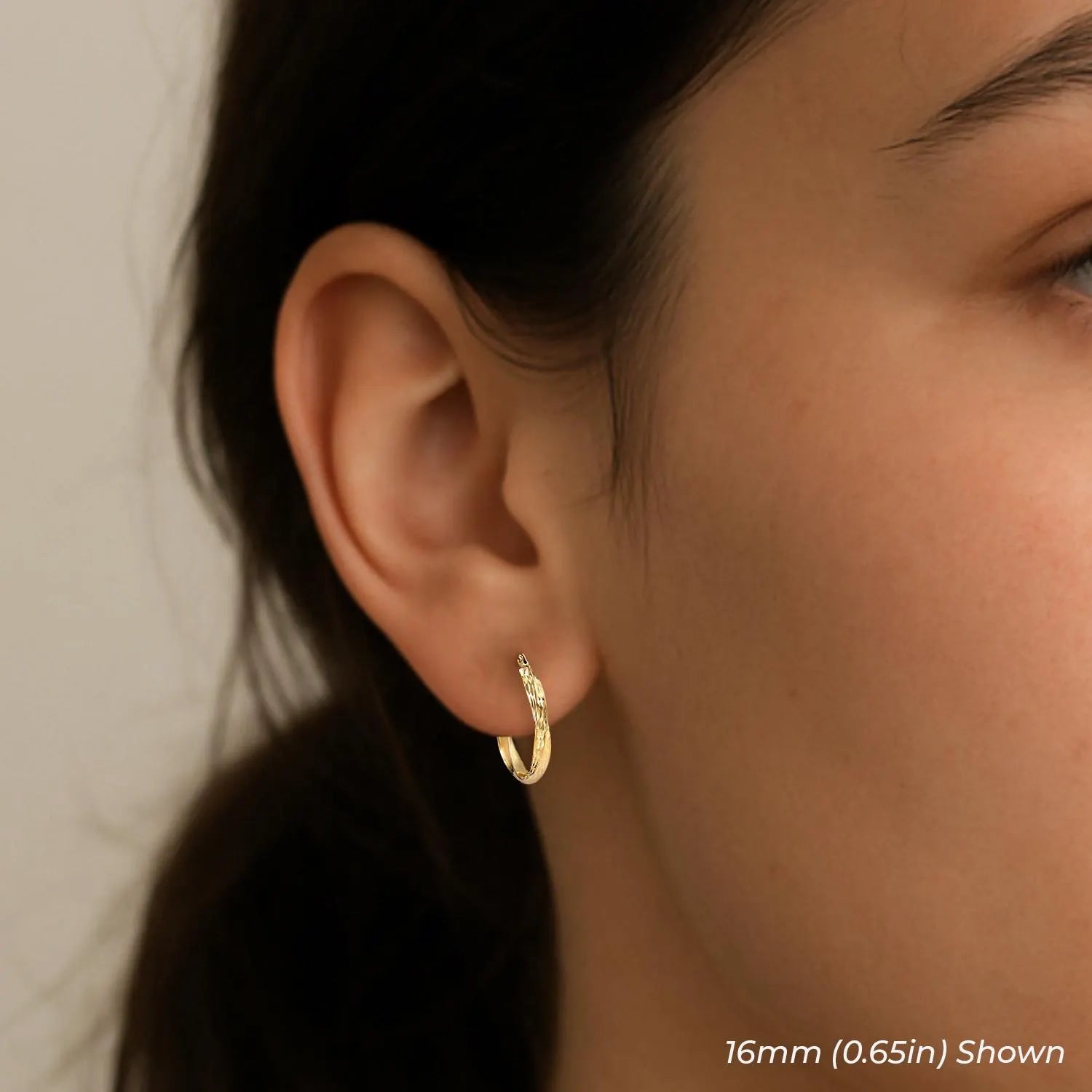 10K Yellow Gold Twisted Classic Hoop Earrings, Diamond-Cut round Hoops, Solid Yellow Gold Shiny Hoops, Handmade with Love, by TILO Jewelry