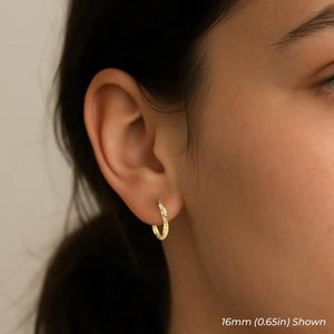 10K Yellow Gold Twisted Classic Hoop Earrings, Diamond-Cut round Hoops, Solid Yellow Gold Shiny Hoops, Handmade with Love, by TILO Jewelry