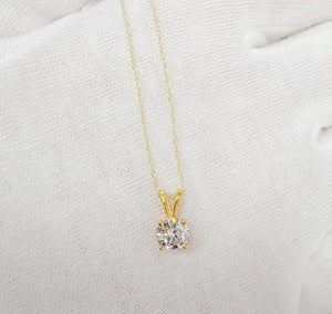 IGI Certified Lab-Grown Diamond Pendant: 14K Gold Basket Setting