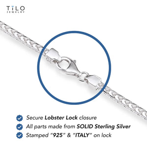 925 Sterling Silver Franco Chain Bracelet