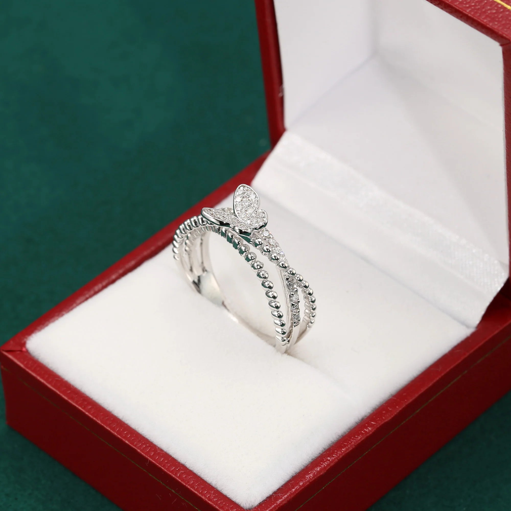 .31 Ct. T.W. Diamond Butterfly Ring in 14K White Gold