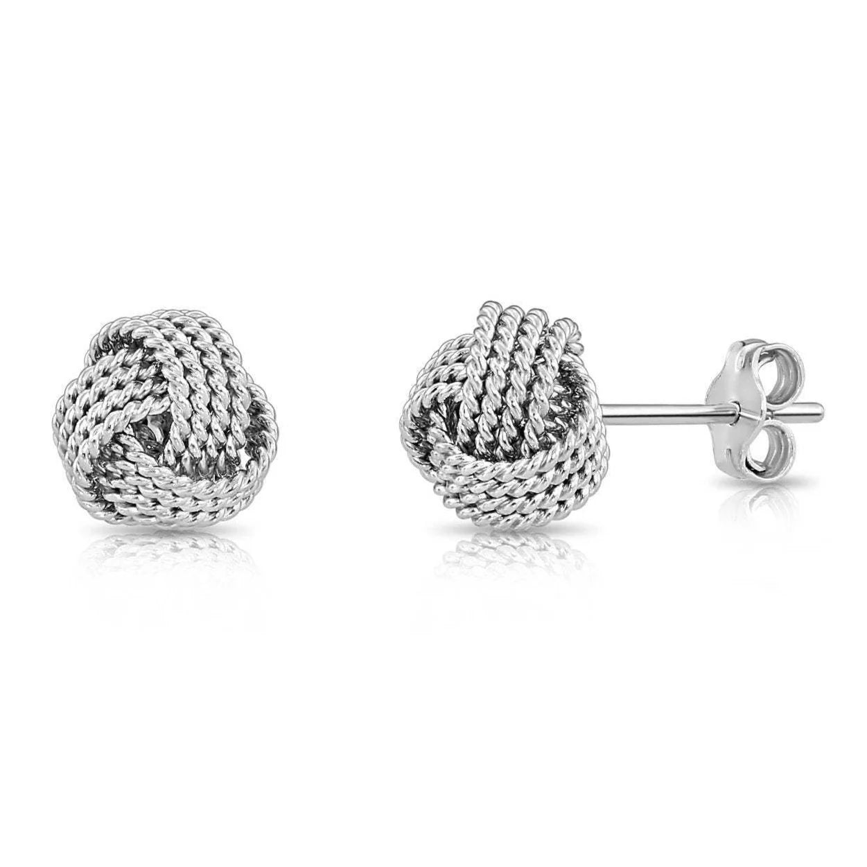Sterling Silver Braided Love Knot Stud Earrings
