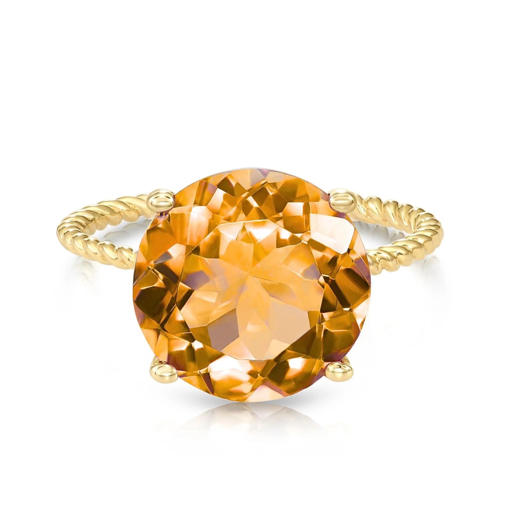 14K Yellow Gold Natural Citrine Gemstone Ring, 5 Carats