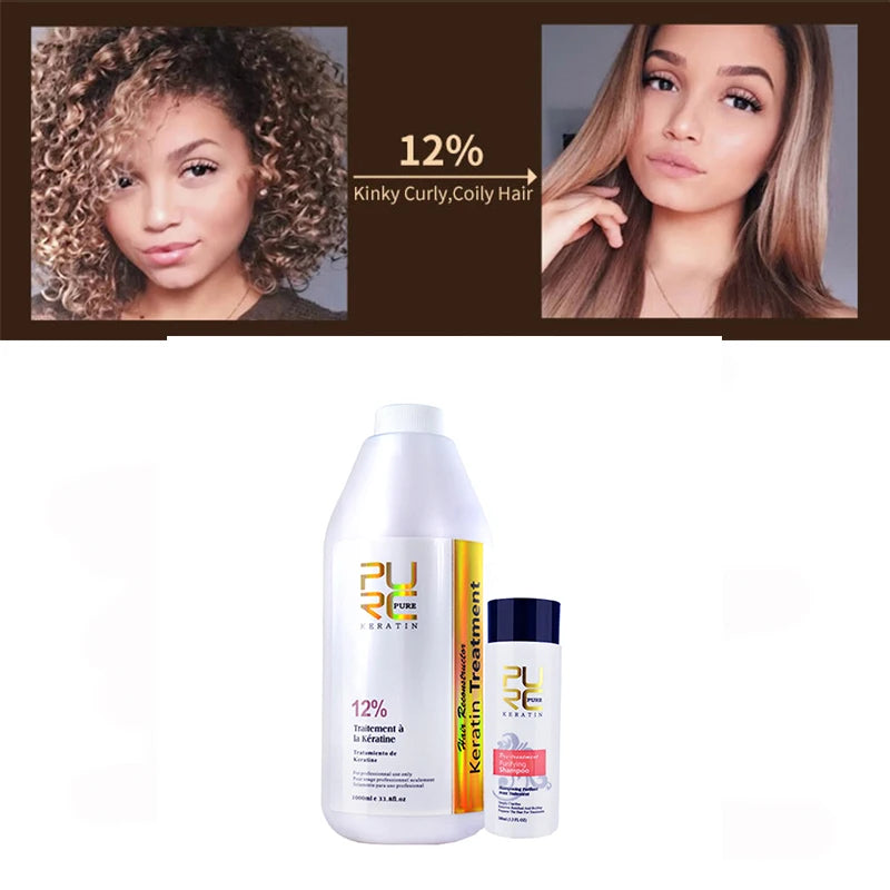 Professional Keratin Hair Treatment Cream Repair Damaged Hair Straightening Smoothing Soft Purifying Shampoo Set Hair Care