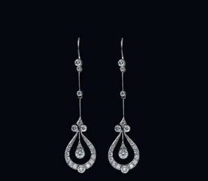 Long Drop Party Wear Earring, round Cut Moissanite Diamond Dangle Drop Earring, Art Nouveau Style Earring, Lever Back Earring, Birthday Gift
