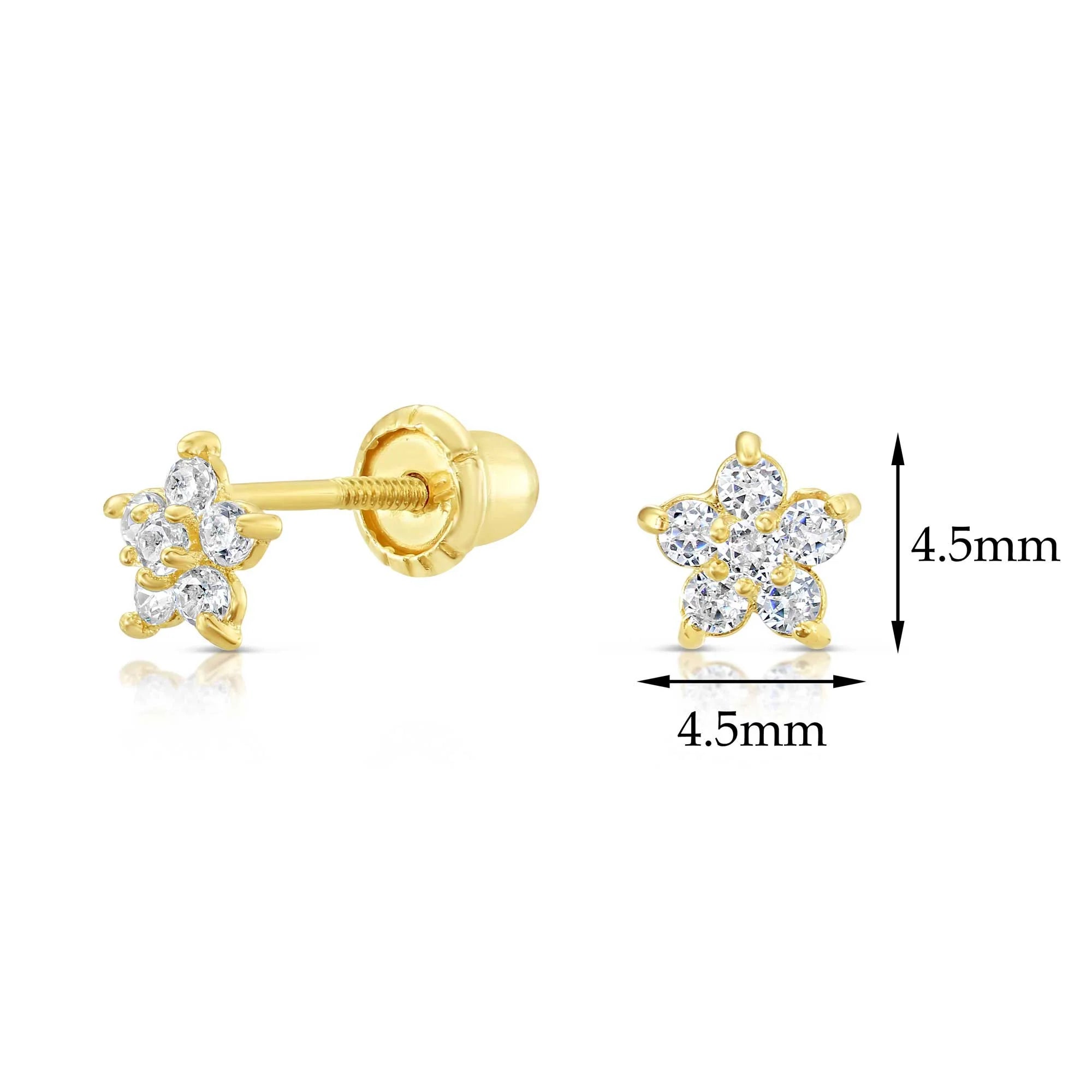 10K Yellow Gold Tiny Flower Stud Earrings