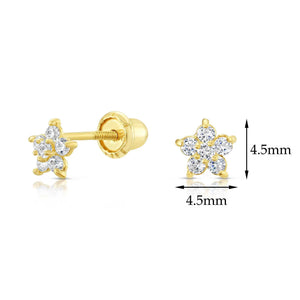 10K Yellow Gold Tiny Flower Stud Earrings