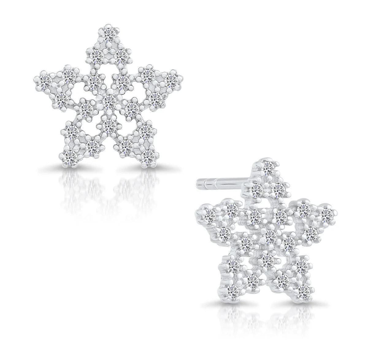 Sparkling CZ Star Stud Earrings in Premium Sterling Silver.