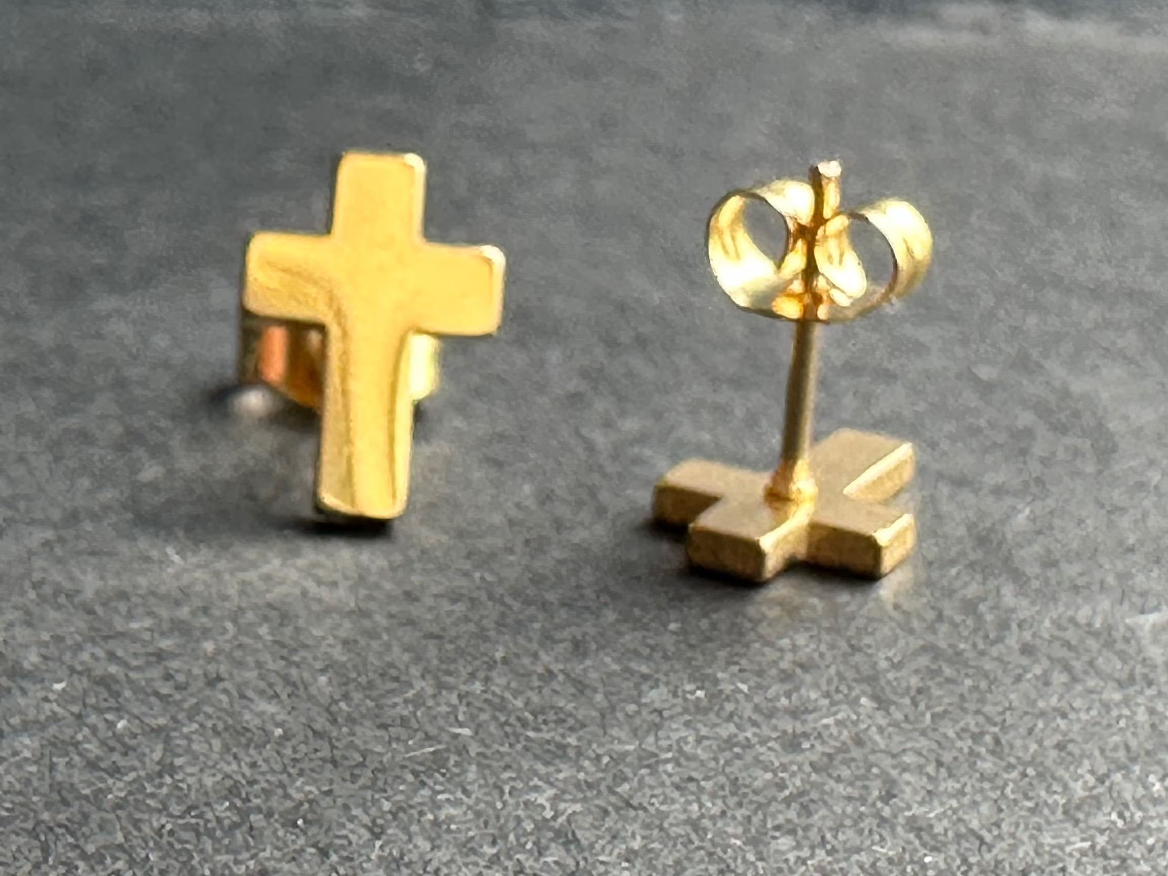 Cross Stud Surgical Steel Earrings Black, Silver & Gold