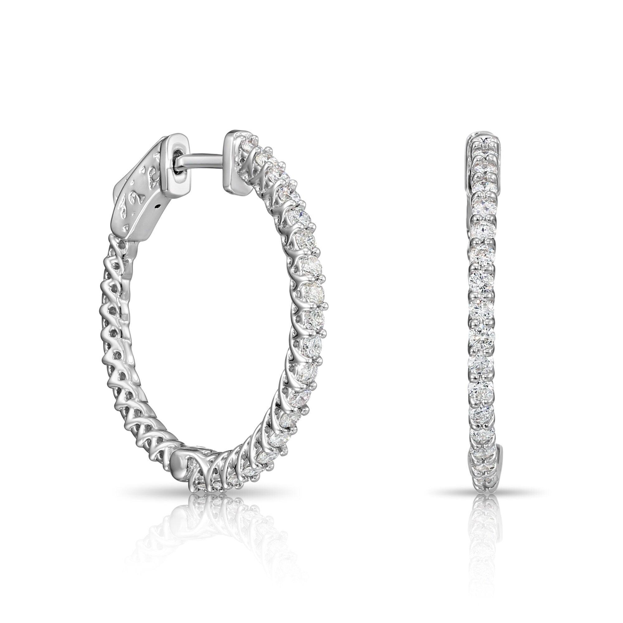 Stunning 14K White Gold Diamond Hoop Earrings - 1.02 Carats of Brilliance by TILO Jewelry.