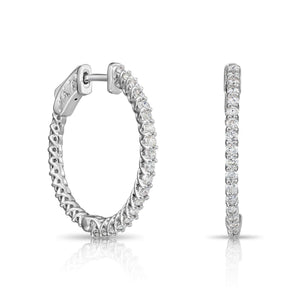 Stunning 14K White Gold Diamond Hoop Earrings - 1.02 Carats of Brilliance by TILO Jewelry.