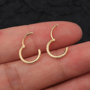 Stunning 14K Gold Tiny Huggie Hoop Earrings for Cartilage, Nose, Helix, Tragus, and Conch Piercings - 20G.