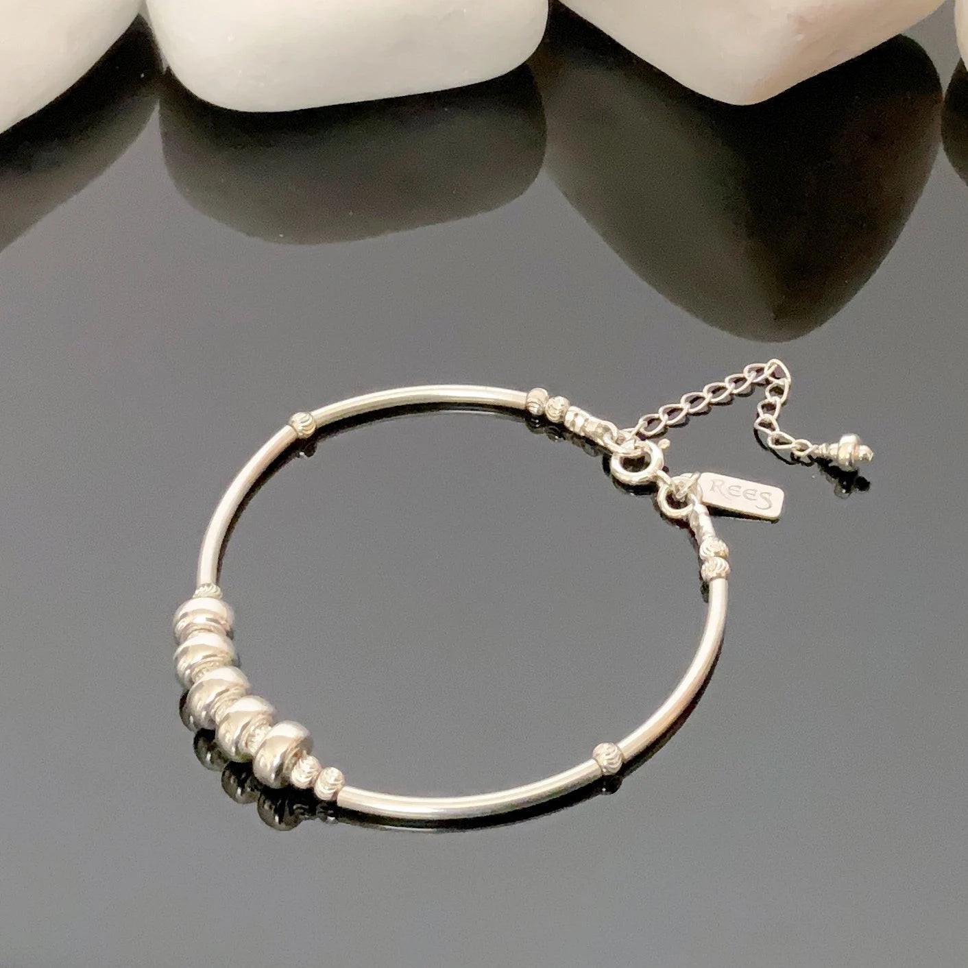 50th Birthday Elegance: Adjustable 925 Sterling Silver Statement Bracelet for Women.