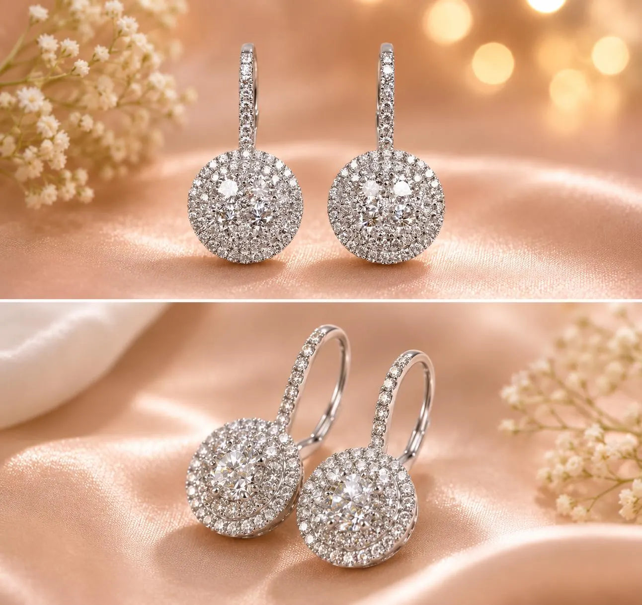2Ct Lab Created Diamond round Drop & Dangle Earrings 14K White Gold Plated