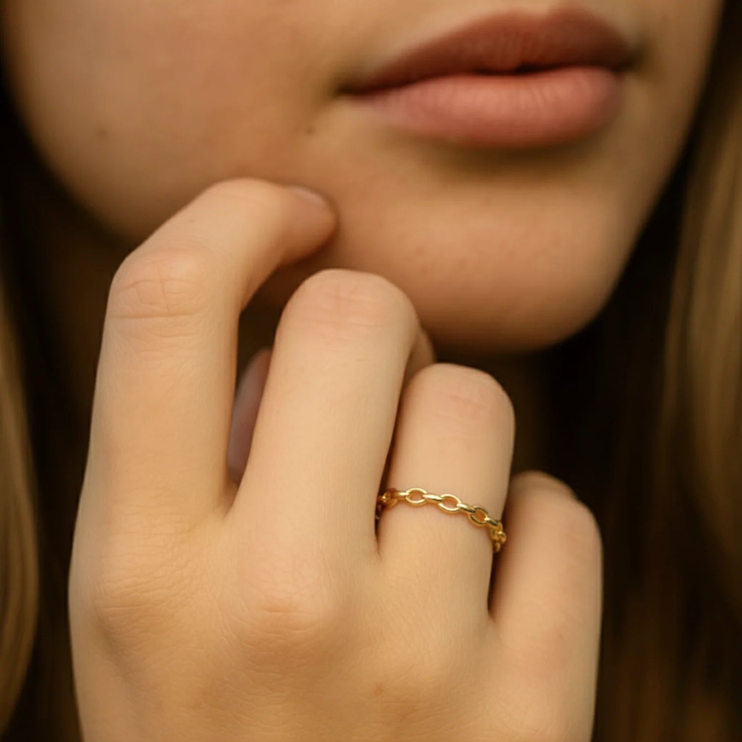 14K Yellow Gold Stackable Cuban Link Ring