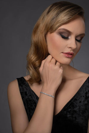 Elegant Silver Cubic Zirconia Adjustable Tennis Bracelet for Women and Girls.