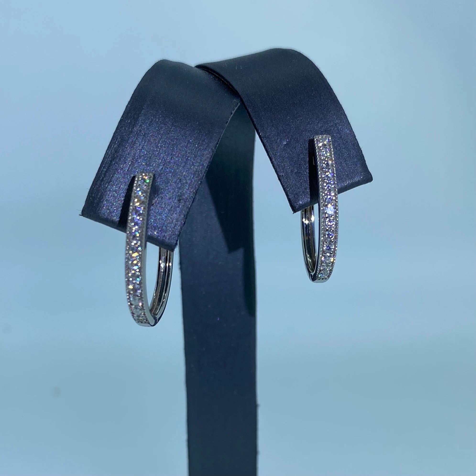 Lab Grown Diamond Hoop Earrings, 14K Gold U Shape, Handmade