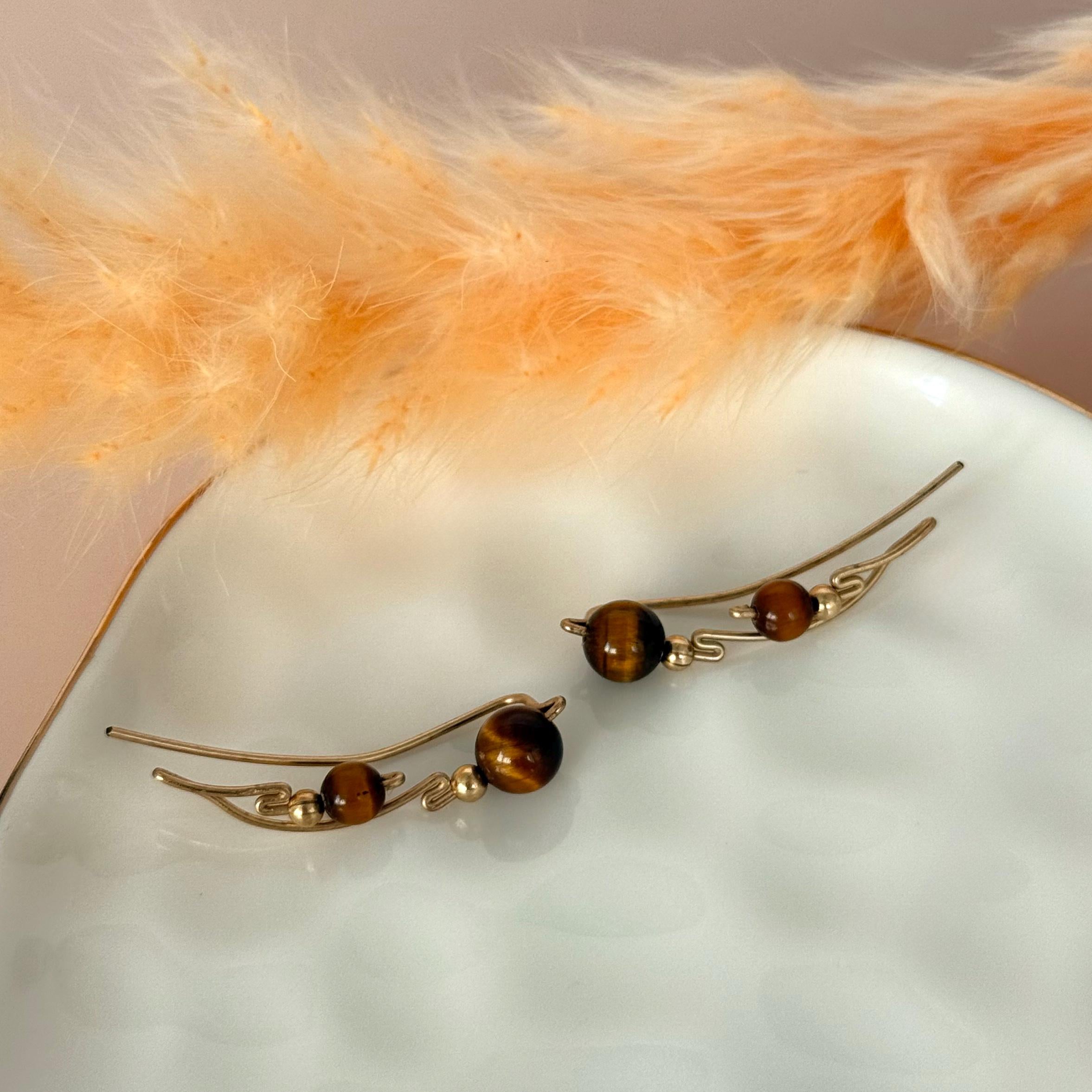 Gold Ear Climbers, Minimalist Handmade Jewelry Gift for Her