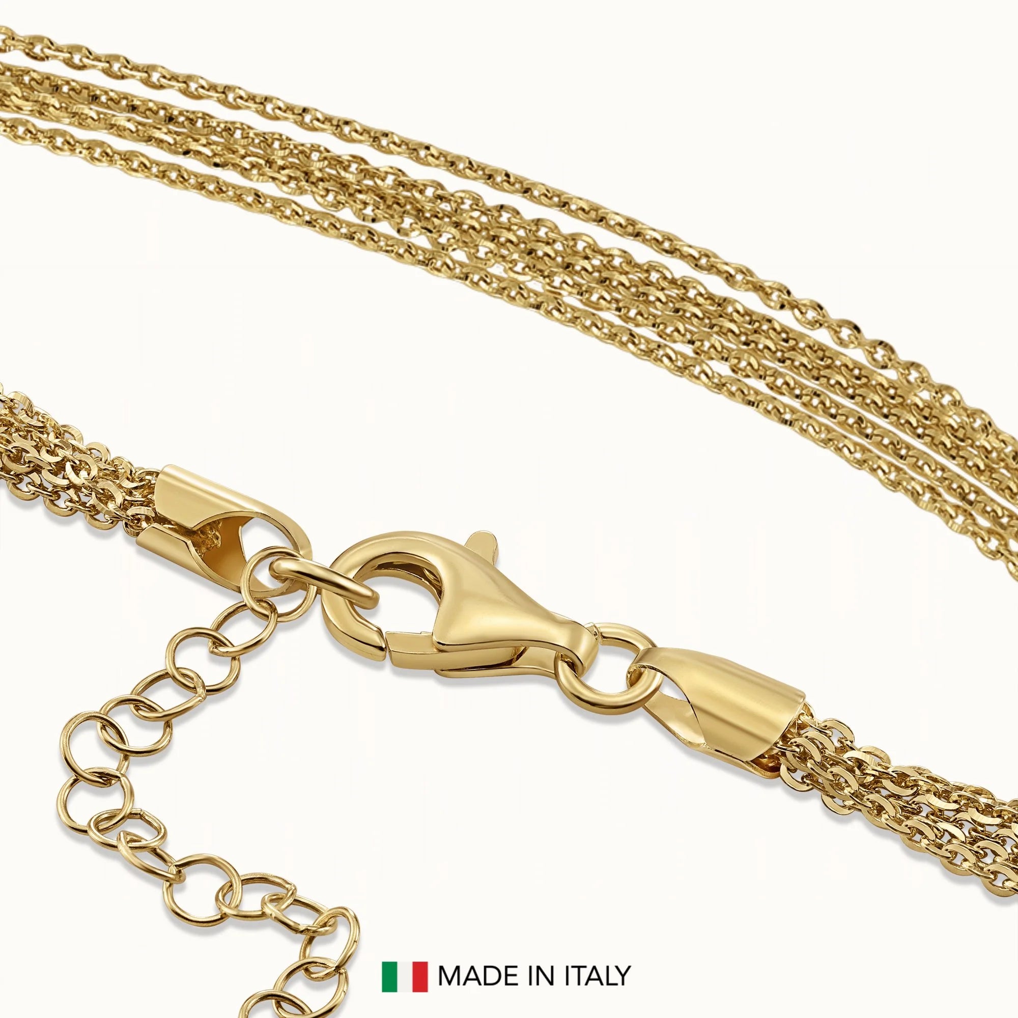 925 Sterling Silver Gold Plated Italian Multi-Row Cable Chain Bracelet, Adjustable 7"-8"