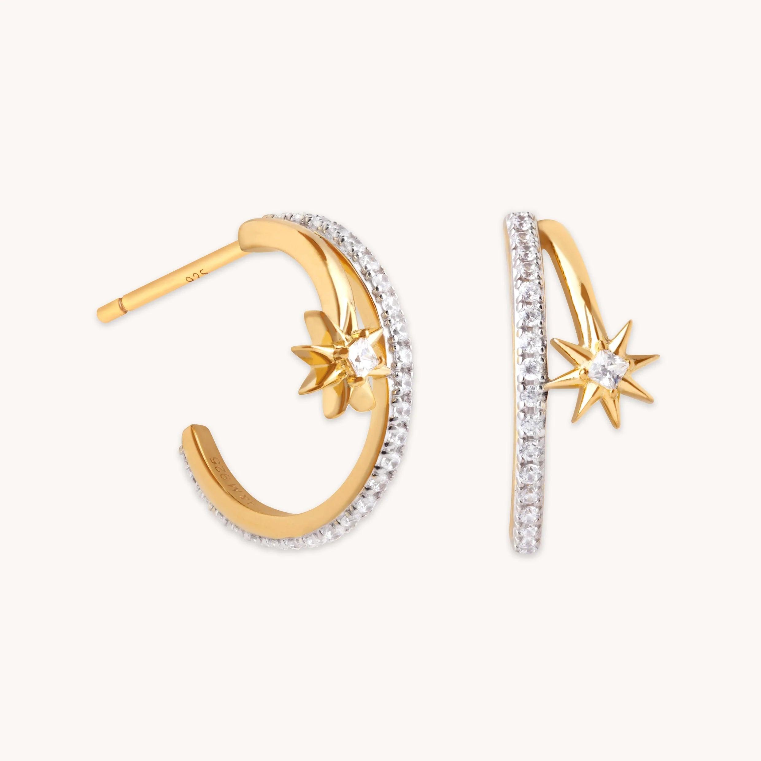 Stunning Gold Cosmic Illusion Crystal Hoop Earrings.