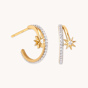 Stunning Gold Cosmic Illusion Crystal Hoop Earrings.