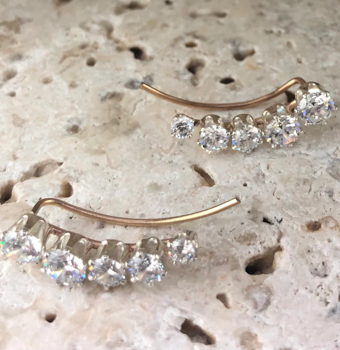 CZ Ear Climber • Sterling Silver or Gold Filled • Only One Piercing Needed