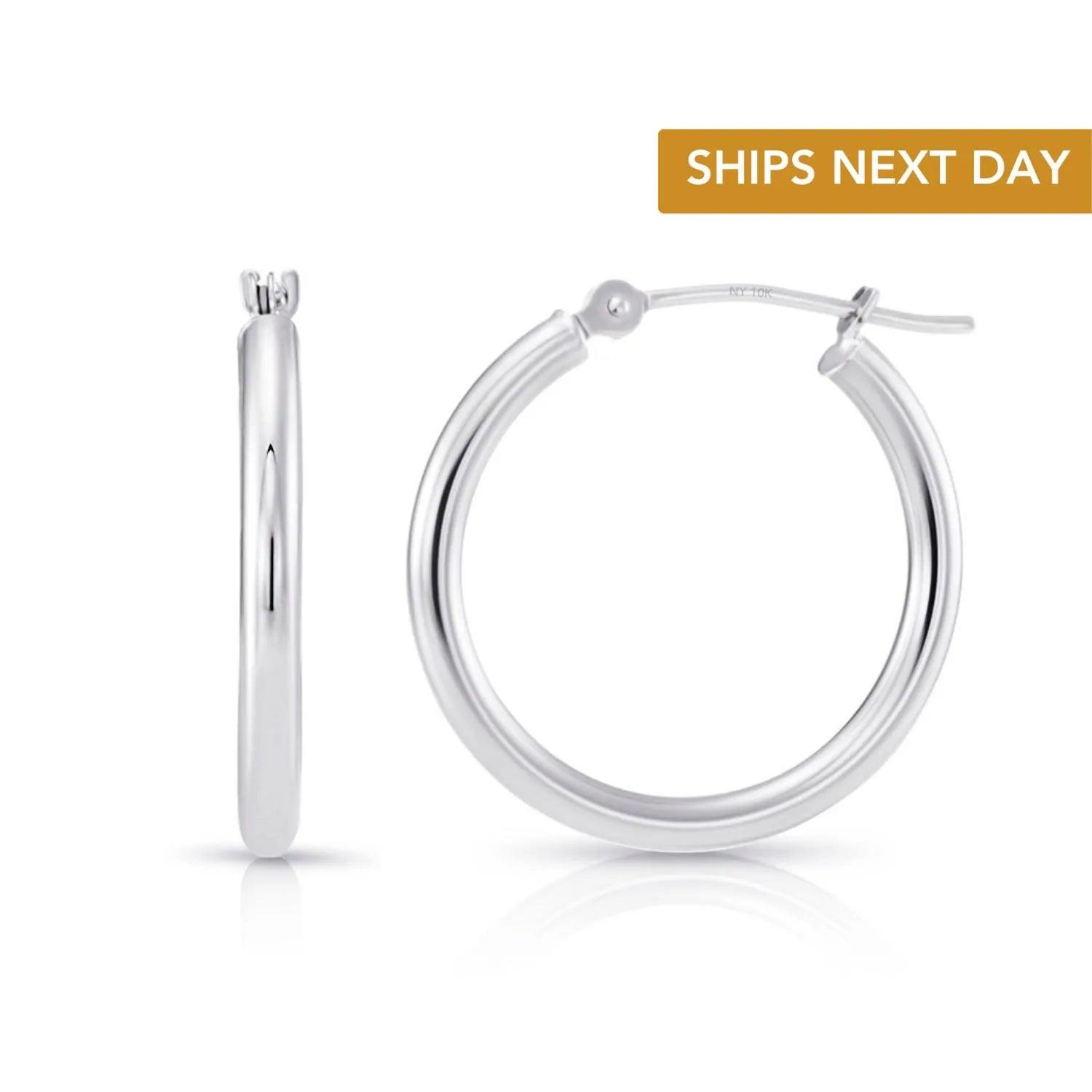 Discover Timeless Elegance with Our Handmade 10K Solid Gold Hoop Earrings - Available in White, Rose, and Yellow Gold.