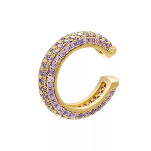 Pave Earcuff, Micro Pave Earcuff, Diamond ZC Ear Cuff, Gold, Silver, Pink, Purple, Blue Earcuff Hoop, Huggie Ear Cuff, No Piercing