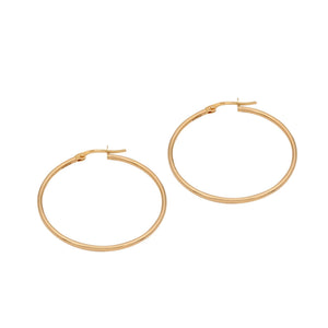 Elegant 14K Solid Gold Hoop Earrings - Classic Thickness, Available in Multiple Sizes (13mm, 18mm, 23mm, 32mm).
