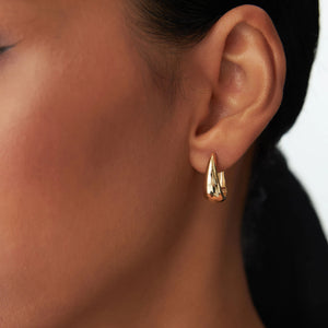 14K Gold Hoops, Teardrop Hoop Earrings, Tapered Hoops, Teardrop Huggie Earrings, Gold Gypsy Earrings, Must Have for Every Women