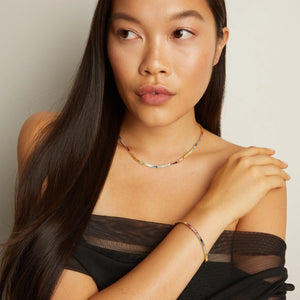 Ombré Rainbow Baguette Tennis Necklace