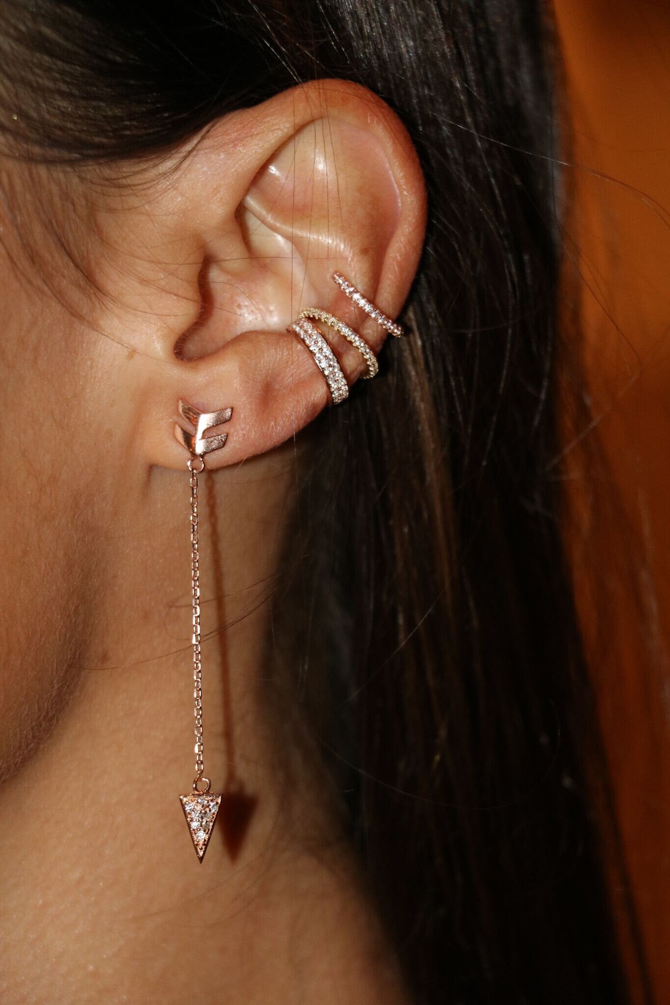 Diamond Ear Cuff - 14K and Diamond Ear Climber Cuff - Trendy • No Piercing - Diamond Cuff• Blogger Cuff • Diamond Ring