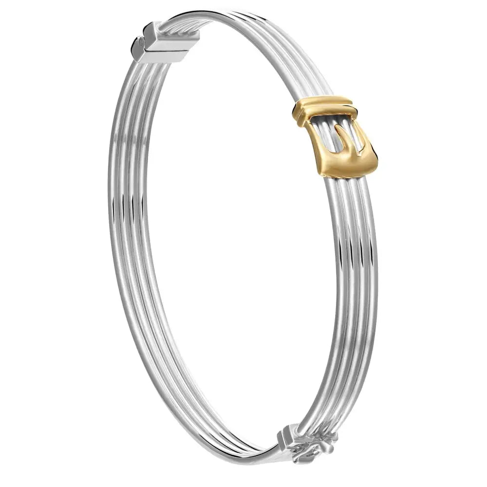 Fancy Two-Tone Hinged Buckle Bracelet in Sterling Silver