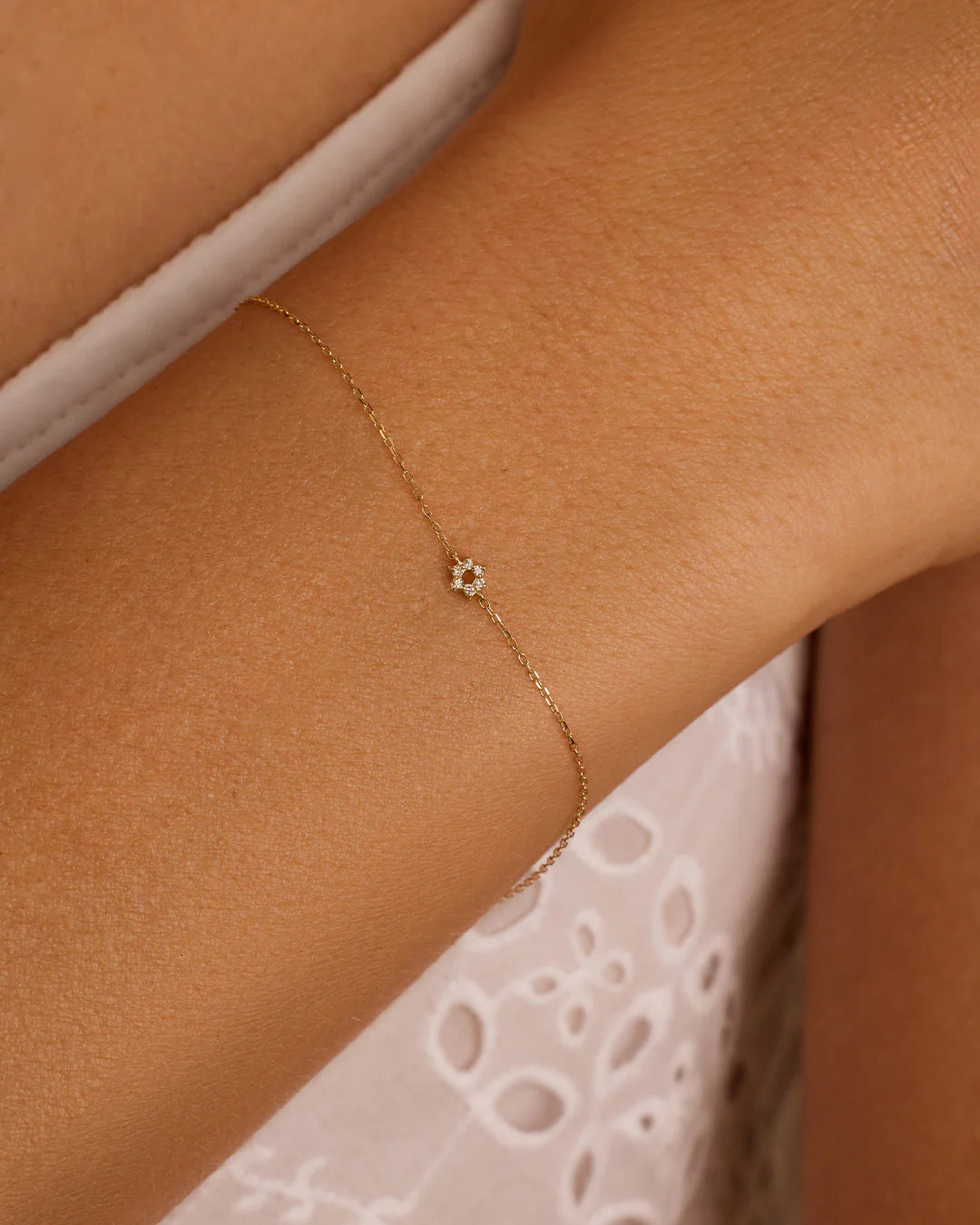 14K Diamond Star of David Bracelet