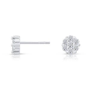 Stunning CZ Small Flower Stud Earrings in Elegant Sterling Silver.