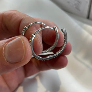 Sterling Silver CZ Hoop Earrings: 20Mm Simulated Diamond Hoops