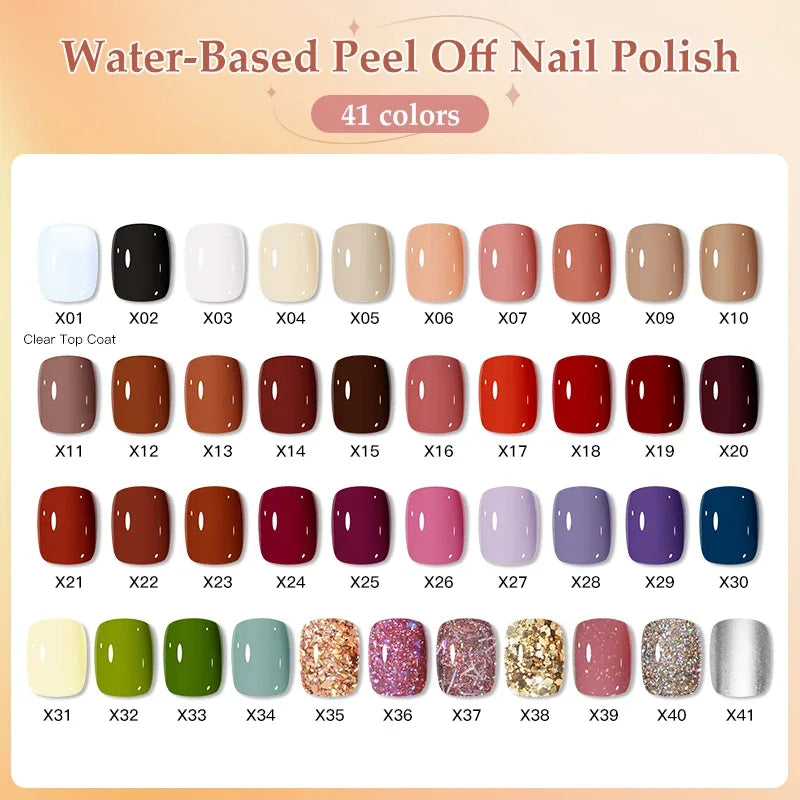 10Ml Peel off Water-Based Starry Nail Polish Fast Drying Long-Lasting Healthy and Brightening Effect No Need Lamp Cure