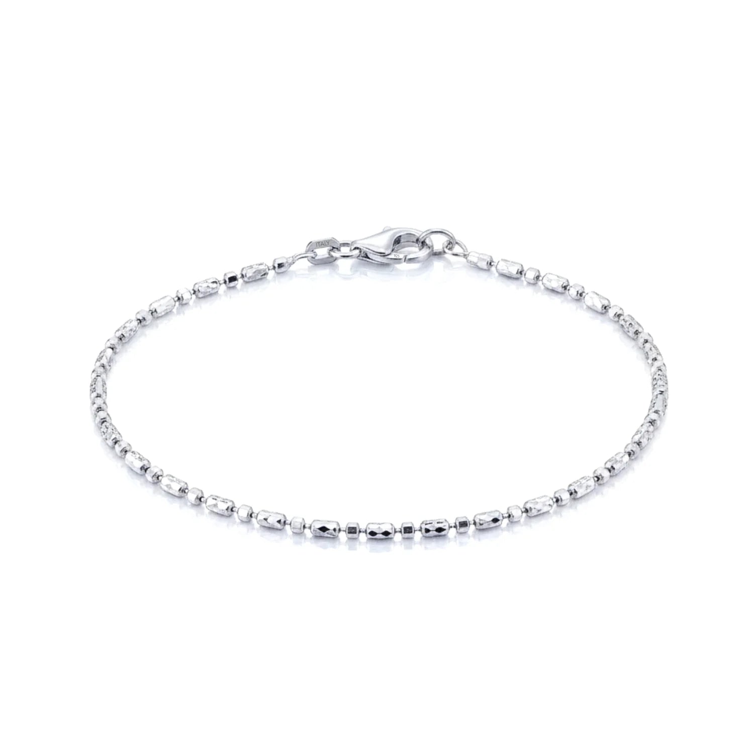 Sterling Silver Diamond-Cut Bead Bracelet