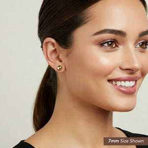 14K Gold Filled High Polished round Ball Studs, Pushback