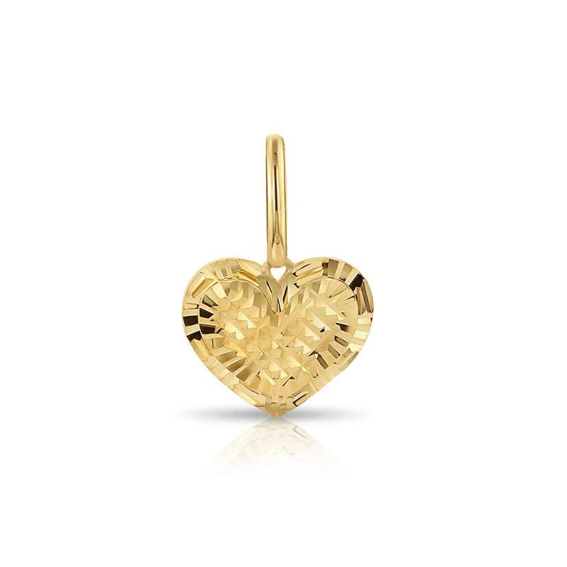 Stunning 14K Yellow Gold Diamond-Cut Heart Pendant Necklace – Perfect for Every Occasion!.